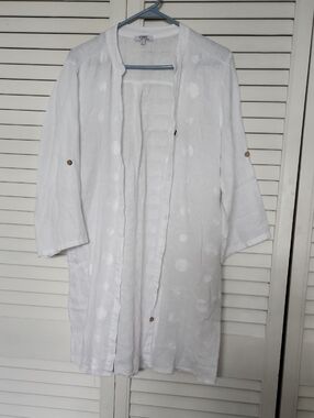 Lightweight White Dot Linen Tunic Blouse